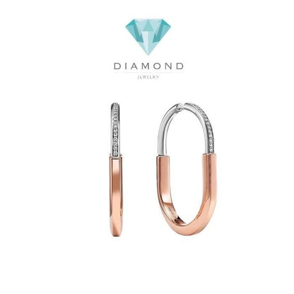 Earring Key Lock 18k Diamond Duo Color-Diamond Jewelry-371ABD12000RY-HT
