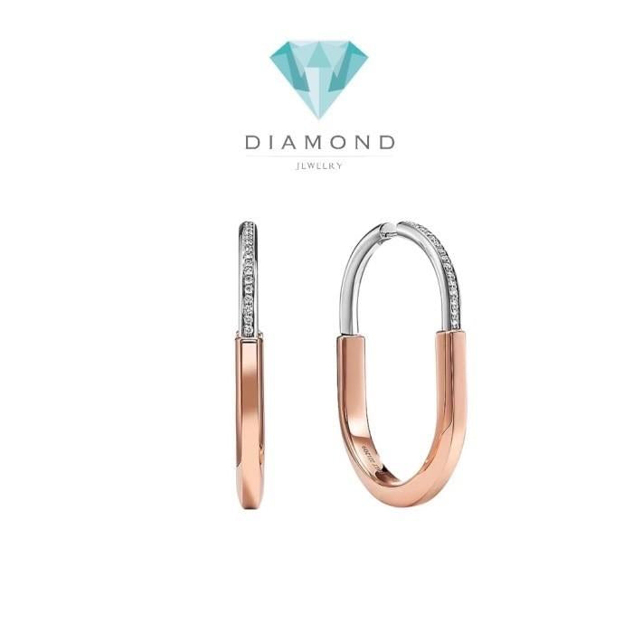 Earring Key Lock 18k Diamond Duo Color-Diamond Jewelry-371ABD12000RY-HT