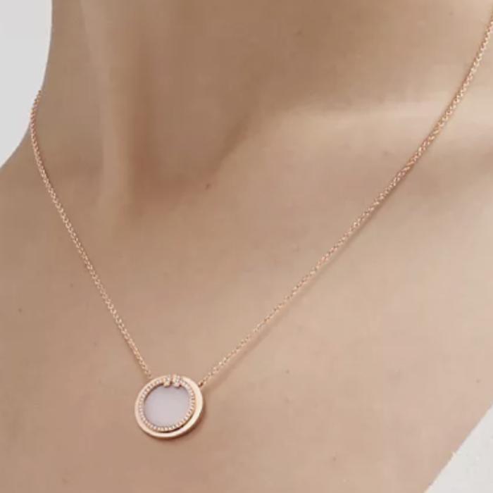 Pink opal round T bracelet diamond 18k -Diamond Jewelry