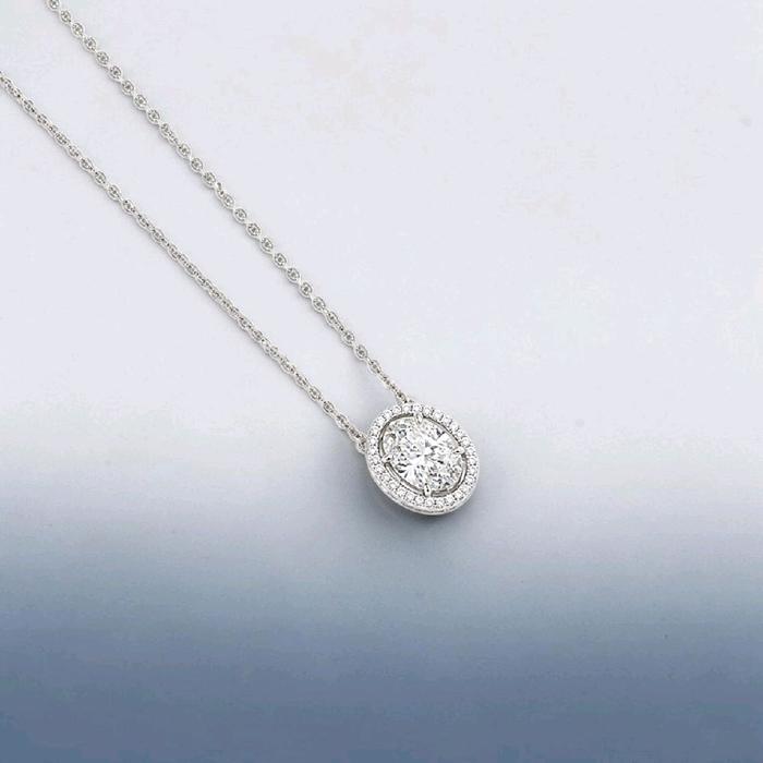 Oval Pendant Diamond 18K / Liontin Diamond Oval 18K / Diamond Jewelry / 2LBGT1240WPLS