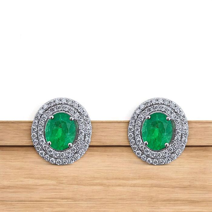 Emerald Diamond Earring 18K / Diamond Jewelry