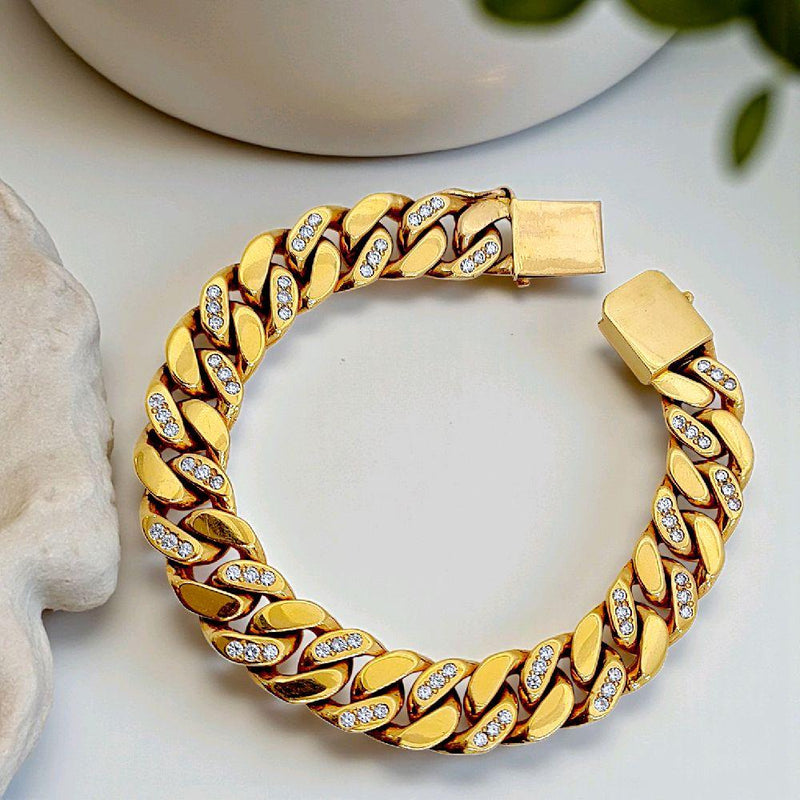 Cuba Diamond Bracelet 17K / Gelang Berlian Sisik Naga 17K / Diamond Jewelry 64258SM