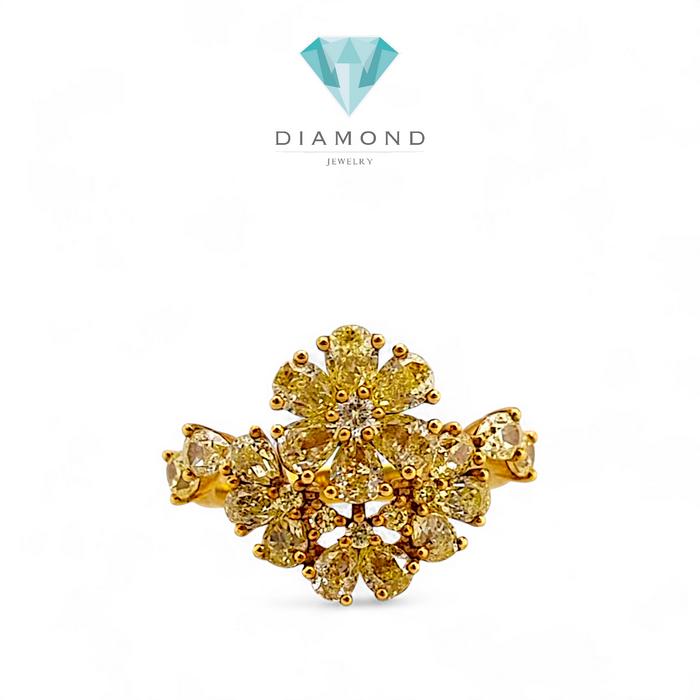 Flower Yellow Diamond Ring /cincin Diamond 18K / Diamond Jewelry/cincin Emas Berlian
