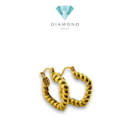 Twist Earrings Gold Hoop/ Anting Emas Twist 750K-377AMS5000LS-HT