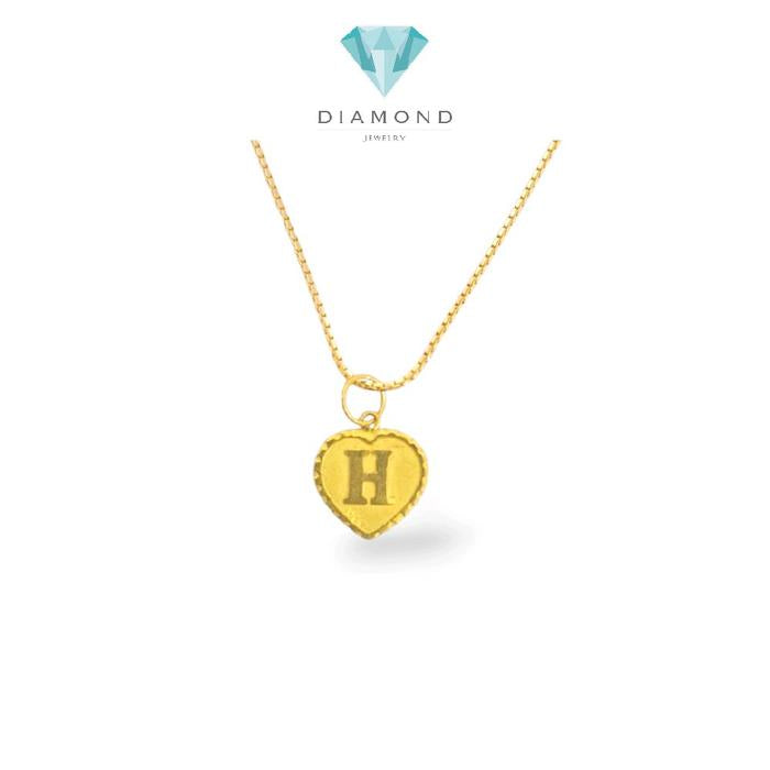 Gold heart pendant letter H 23K / Liontin Hati Emas Huruf H 23K / Diamond Jewelry / 238LMSWP1