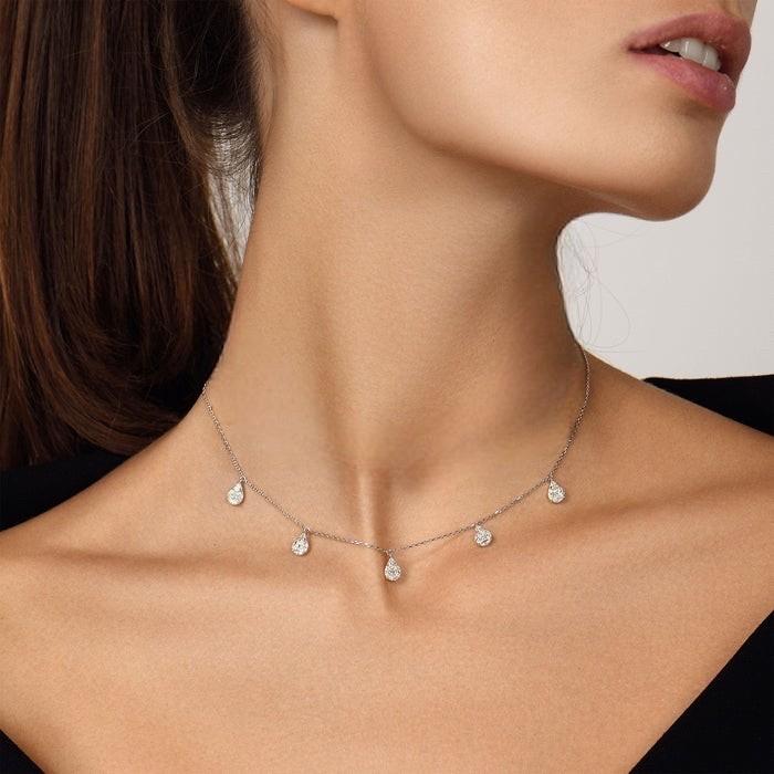Pear Five Floating Diamond necklace 18k White gold