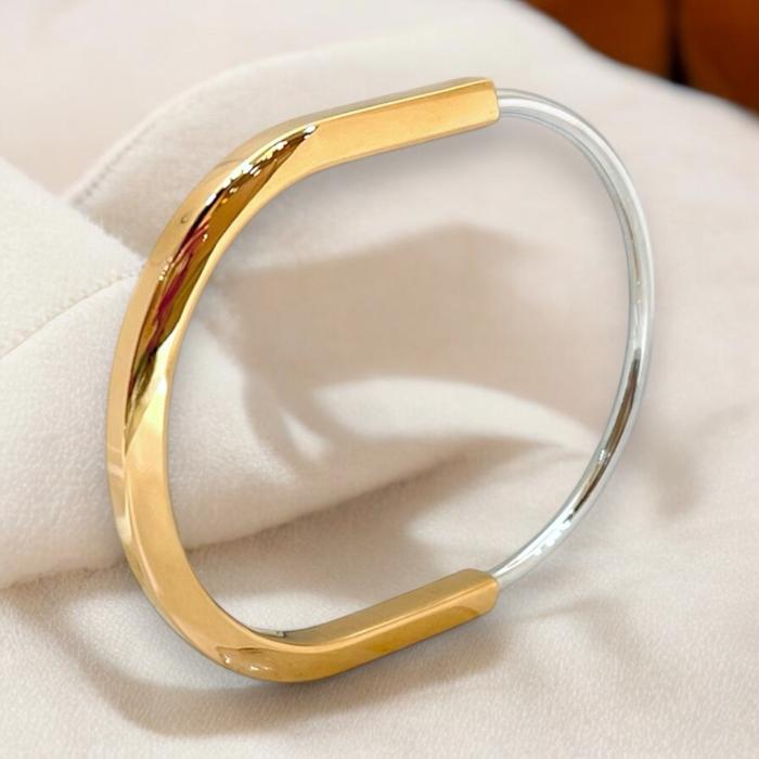 Lock Bracalet  all gold duo color mini gold 18k:Diamond Jewelry