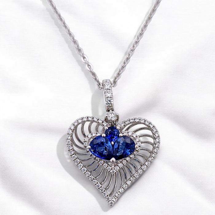 Love Blue Sapphire Liontin 18K / Diamond Jewelry
