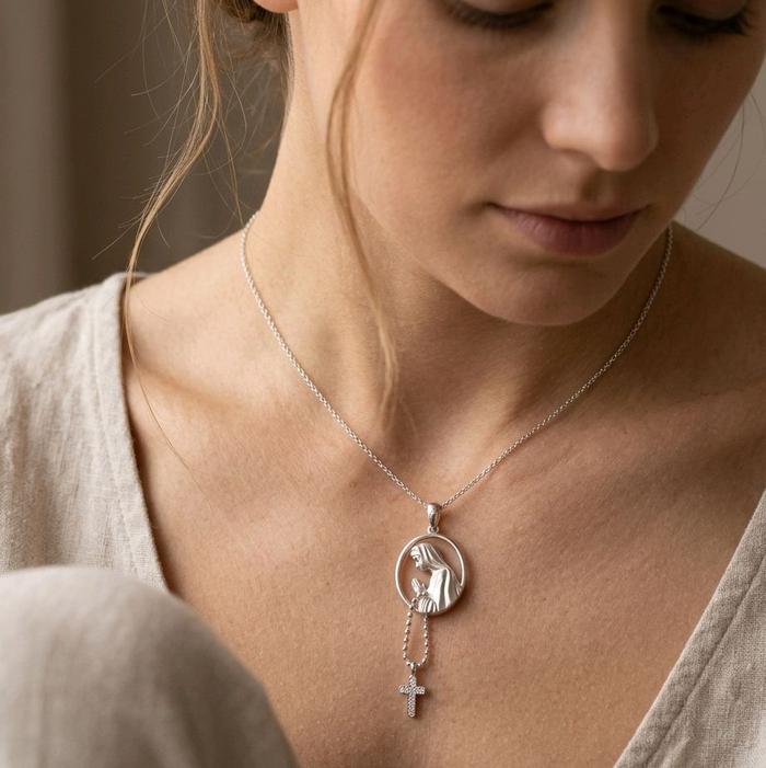 Virgin Mary diamond pendant 18K / Liontin Berlian Bunda Maria 18K / Diamond Jewelry / 5LB37500AB