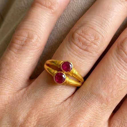 Pink Double Gold Ring 23K / Cincin Emas Double Pink 23K / 86CMSWP2