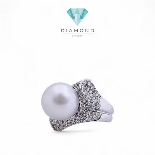 Pearl Diamond Ring 18K / Diamond Jewelry
