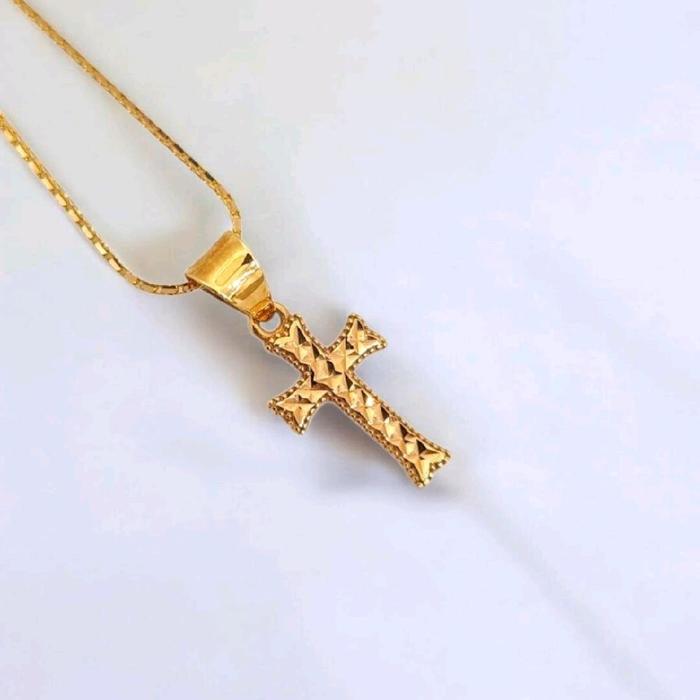 Yellow Gold Cross Pendant 16K / Liontin Emas Salib 16K / Diamond Jewelry / 269LMS054LS