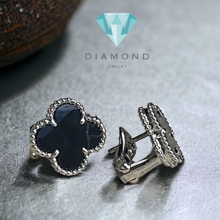 Pietersite earring 18k white gold-Diamond Jewelry