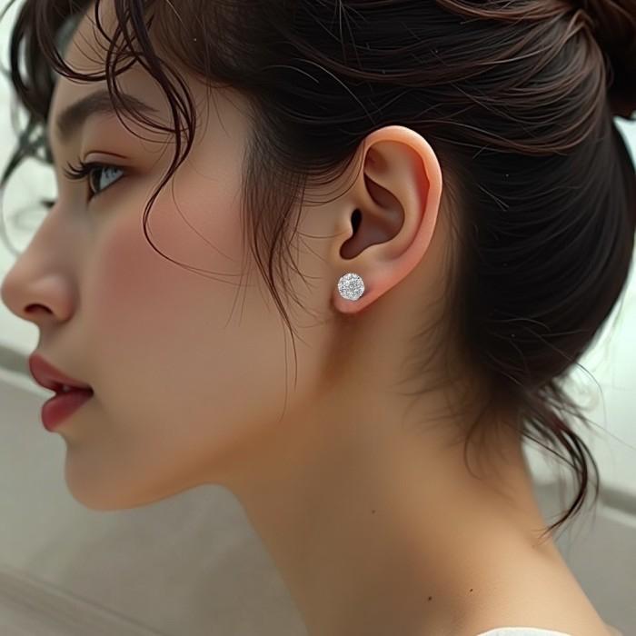 Flower Round esperansa diamond earring/anting berlian bunga espera-18k-Diamond Jewelry