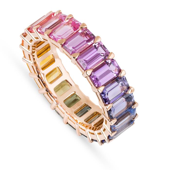 Rainbow sapphire ring 18k gold-Diamond Jewelry