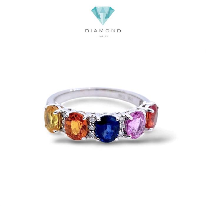 Rainbow Oval Diamond Ring 18K / Cincin Pelangi Oval 18K / Diamond Jewelry / 120BC83800AB