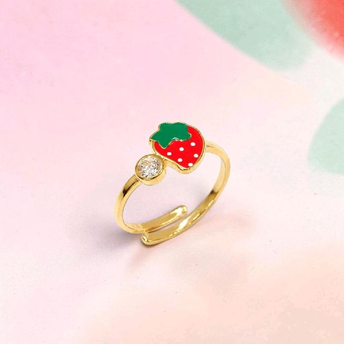 Strawberry Gold Kids Ring 16 K / Cincin Emas Strawberry anak 16K / Diamond jewelry / 447CMS058LS