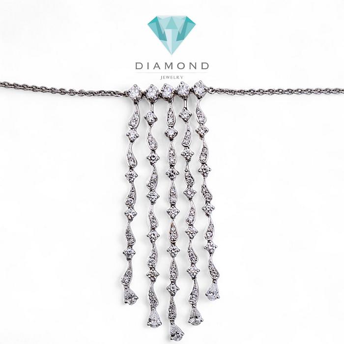Long Diamond Necklace 18K / Diamond Jewelry