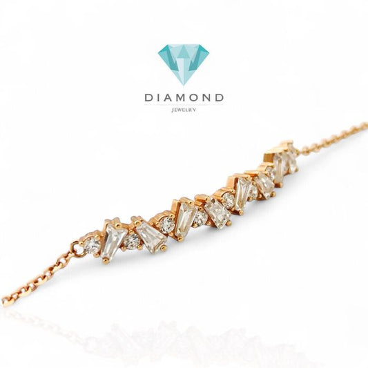 Gold Bracelet baguette emas/ gelang emas baguette zirconia-750K Diamond Jewelry