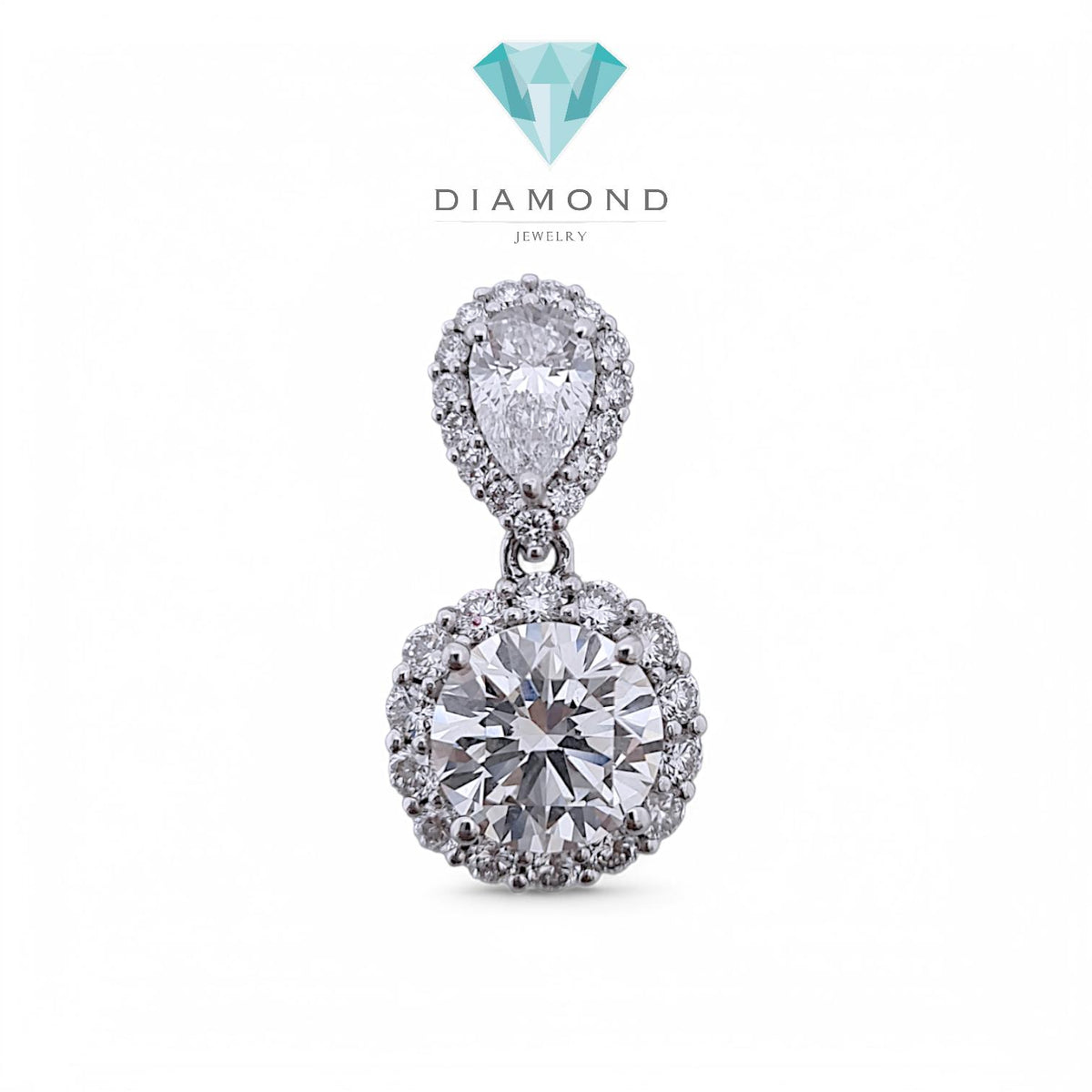 Liontin Tear Roud Double Lab Grown Diamond Pendant 18K / Elsy Diamond Jewelry - 2LBL7900PF - HT