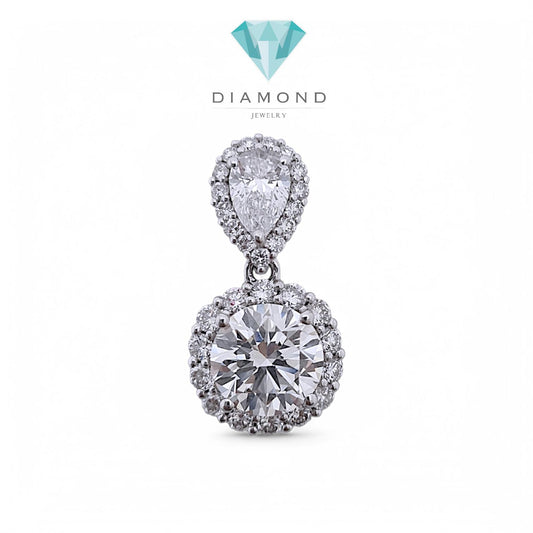 Liontin Tear Roud Double Lab Grown Diamond Pendant 18K / Elsy Diamond Jewelry - 2LBL7900PF - HT