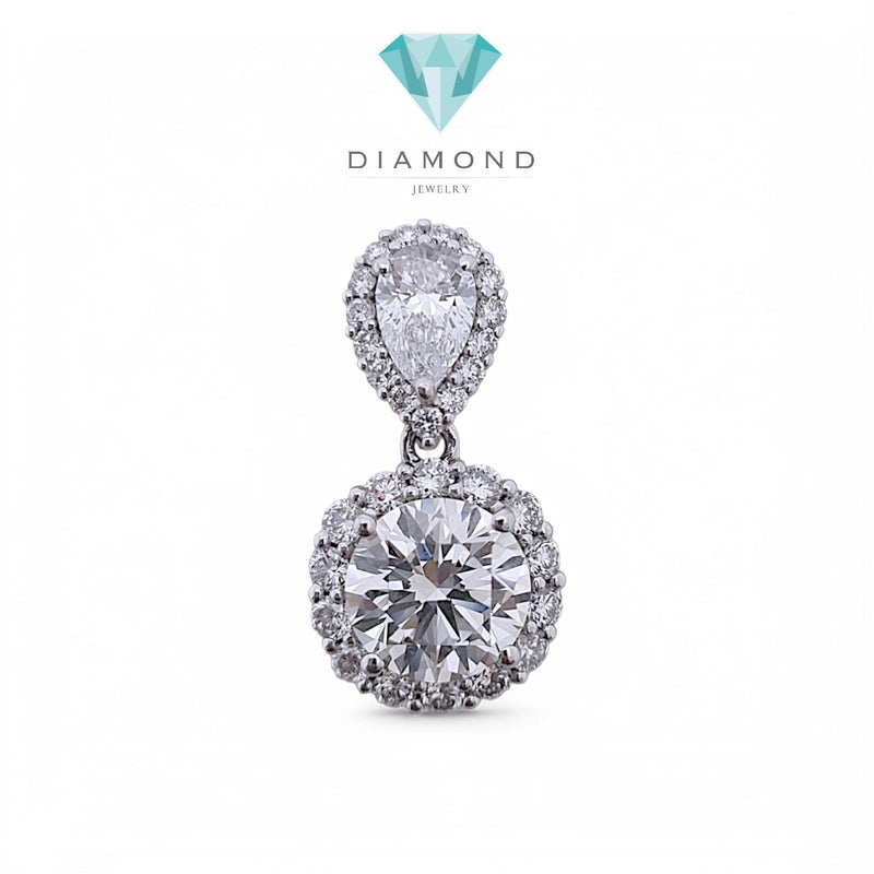 Liontin Tear Roud Double Lab Grown Diamond Pendant 18K / Elsy Diamond Jewelry - 2LBL7900PF - HT