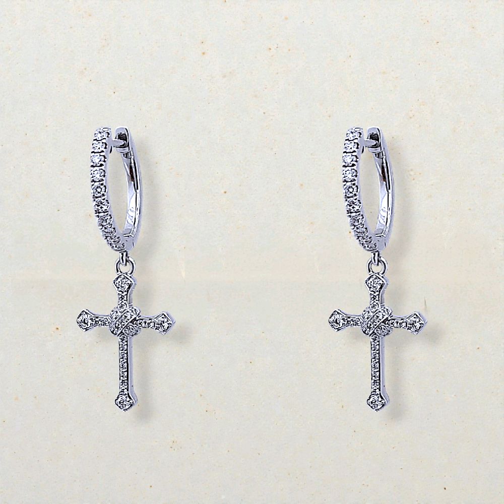 Hoop Cross Diamond Earring 18K / Anting Salib Berlian Hoop 18K / Diamond Jewelry - 101ABD56100AB