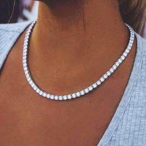 Diamond tennis 8 crt illusion necklace 18k Gold Diamond Jewelry