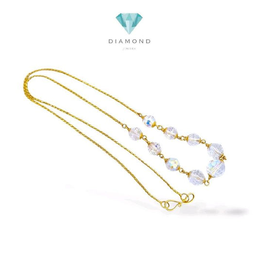 Crystal Beaded Gold Necklace 18K / Kalung Emas Manik-manik Kristal 18K / 44KMS9WP