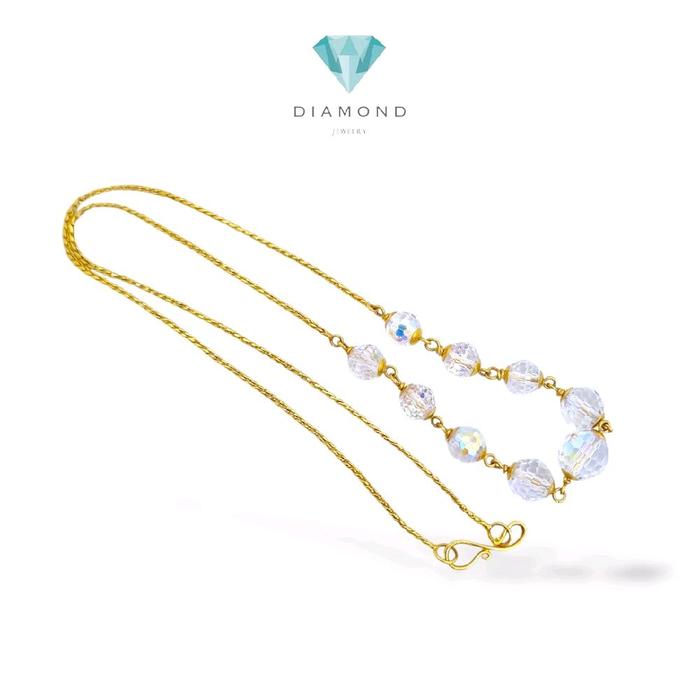 Crystal Beaded Gold Necklace 18K / Kalung Emas Manik-manik Kristal 18K / 44KMS9WP