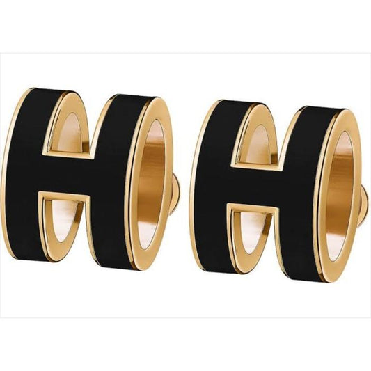 black H pop lacqured earring 18k gold- Diamond Jewelry-22BASM2200RY