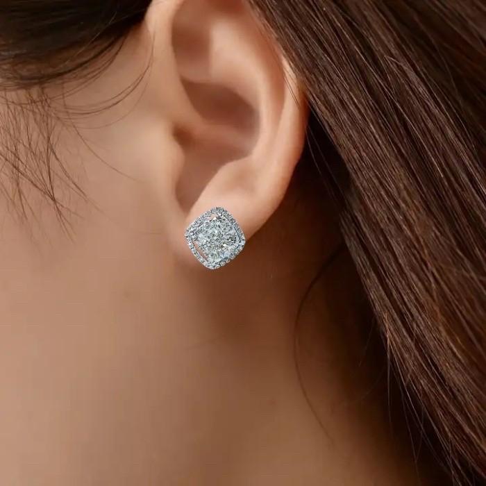 Cushion diamond earring 18k-Diamond Jewelry