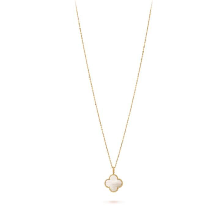 Magid duo Alhambra 18k gold Pearl Earring /necklace Diamond Jewelr