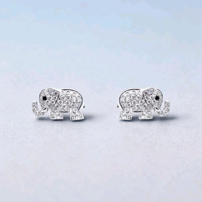 Elephant Diamond Earrings 18K / Diamond Jewelry / 111AB121000AB
