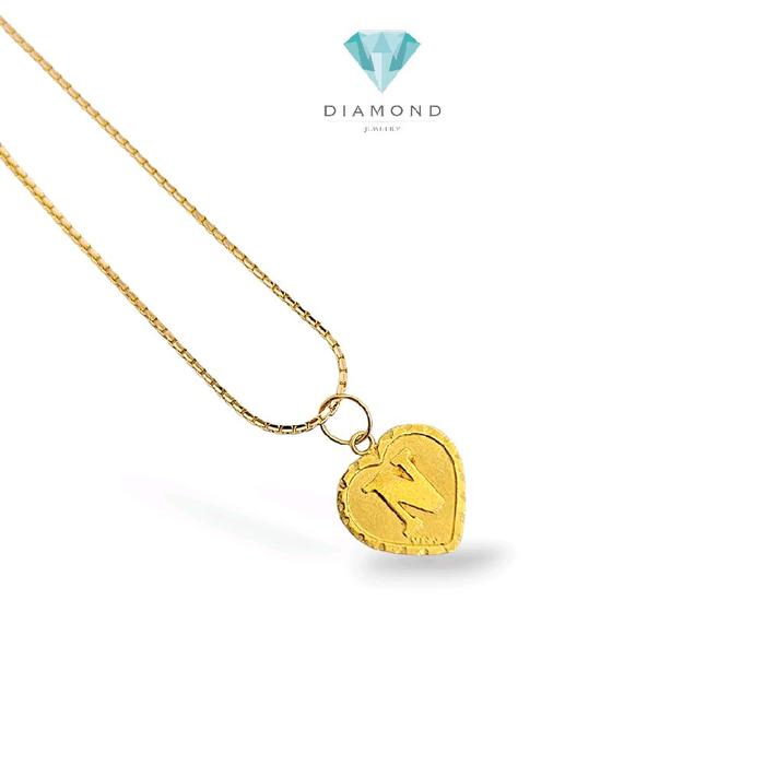 Gold Heart Pendants Letter N 23K / Liontin Hati Emas Huruf N 23K / Diamond Jewelry / 237LMSWP2