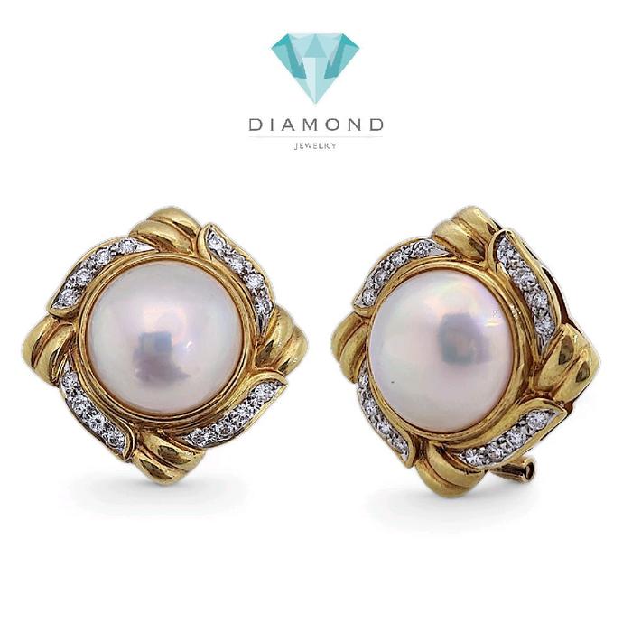 Vintage Pearl Diamond Earring 18K / Diamond Jewelry 44AMGT172WP-HT