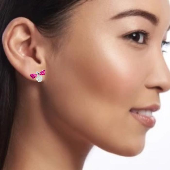 Ruby Butterfly diamond earring 18K rose gold-Diamond Jewelry