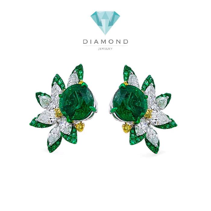 Leaf Emerald Earring 18K / Anting Daun Emeral 18K / Diamond Jewelry 19BA25000VN-HT
