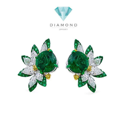 Leaf Emerald Earring 18K / Anting Daun Emeral 18K / Diamond Jewelry 19BA25000VN-HT