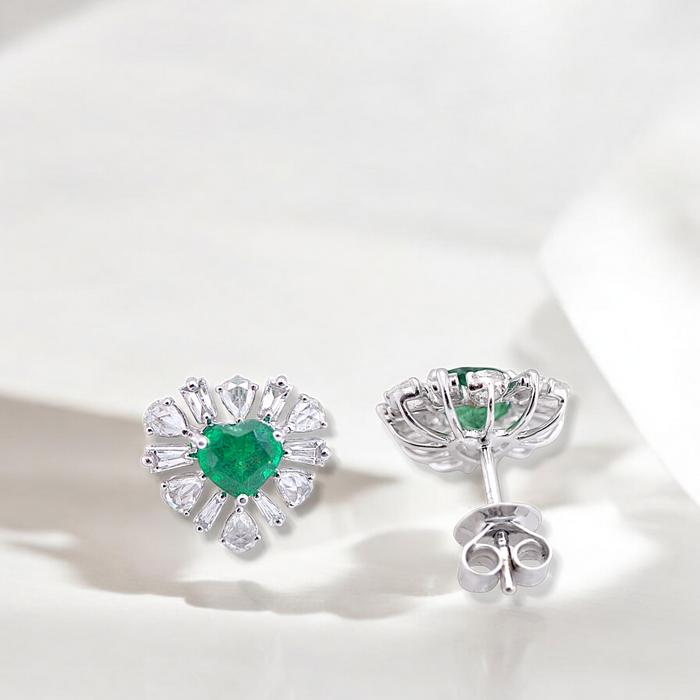 Love Hati Emerald Rose Cut Diamond Earrings / Anting Love Emerald / Diamond Jewelry-23BA6355SD-HT
