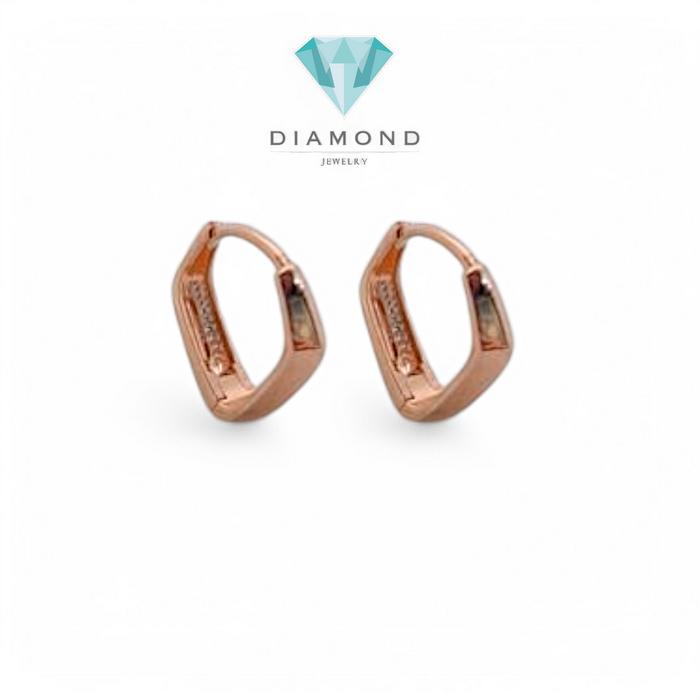 Anting Mas hoop segi Small Rose Gold 750K-Diamond Jewelry