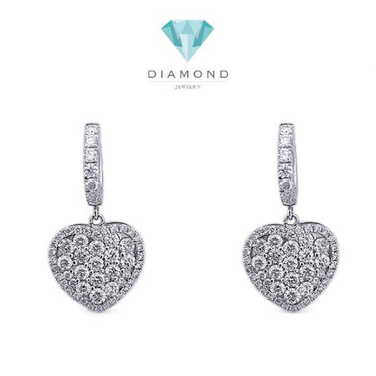 Heart Diamond Earring 18K / Diamond Jewelry