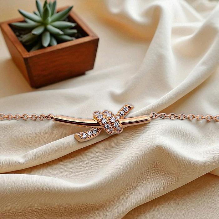 Small Knot Diamond Necklace 18K / Diamond Jewelry 399KBD5500RY-HT