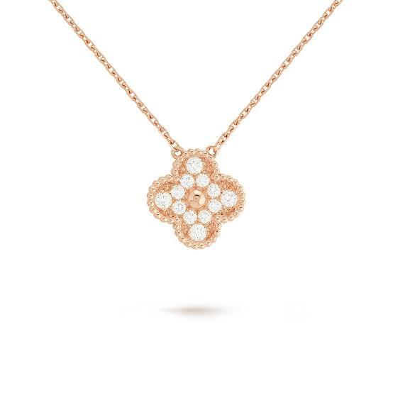 Diamond clover vintage vc necklace 18k Gold-Diamond Jewelry