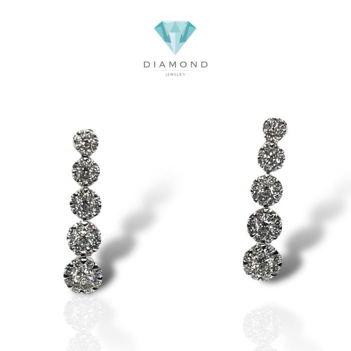 Diamond tennis earring 18k White gold-Diamond Jewelry