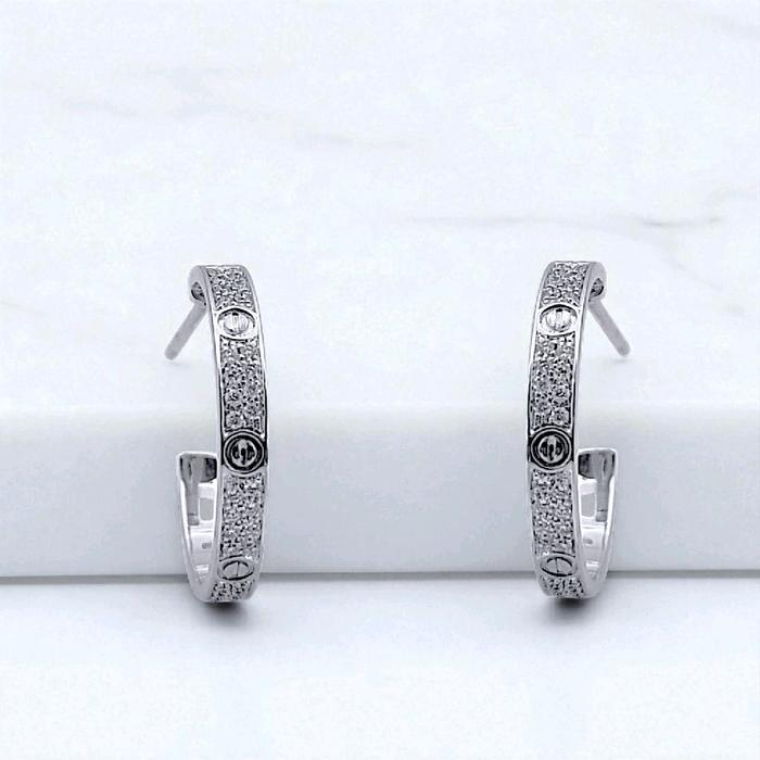 Pave Love Diamond Earring 18K / Anting Berlian Pave Love 18K / Diamond Jewelry 97ABD89000AB-HT