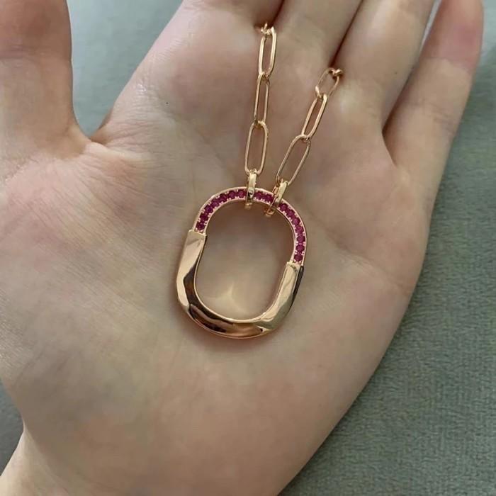 Lock pink sapphire necklace 18k-Diamond Jewelry