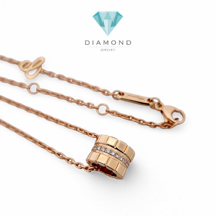 Ice Cube Diamond Chop Pendant Necklace 18K/Square Ice Cube Kalung Berlian / Diamond Jewelry-378KBD12000RY-HT