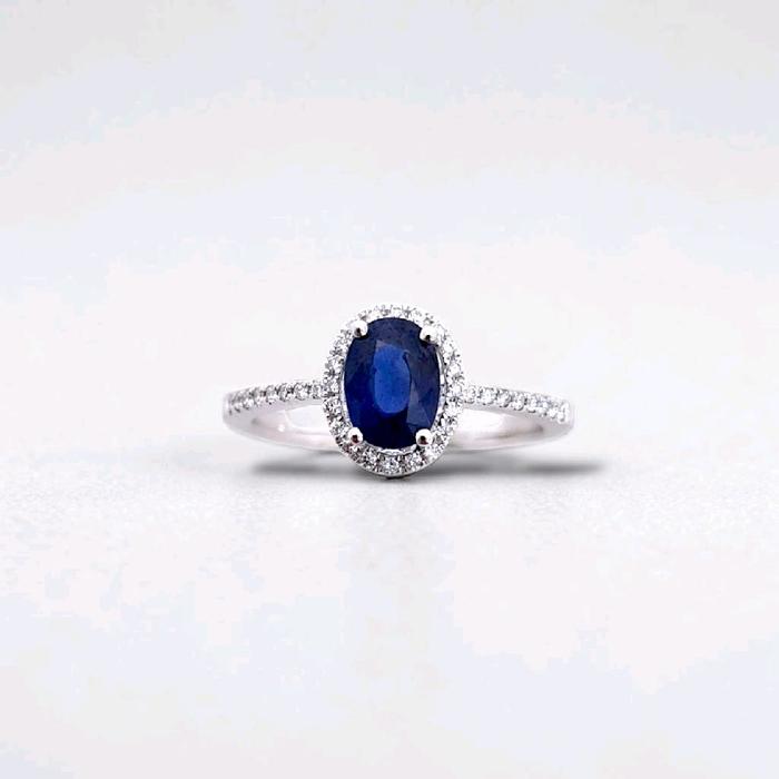 Blue Sapphire Diamond Ring 18K / Cincin Berlian Blue Sapphire 18K / Diamond Jewelry / 130BC60500AB