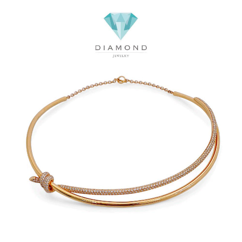 Knot Double Row Diamond Necklace 18K / Kalung Berlian Knot Double Row 18K / Diamond Jewelry 415KBD100000RY-HT